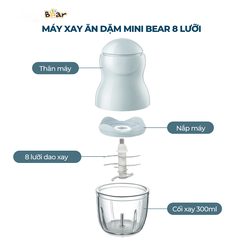 Cấu tạo Máy xay ăn dặm Bear 0.3L GR-B03V8