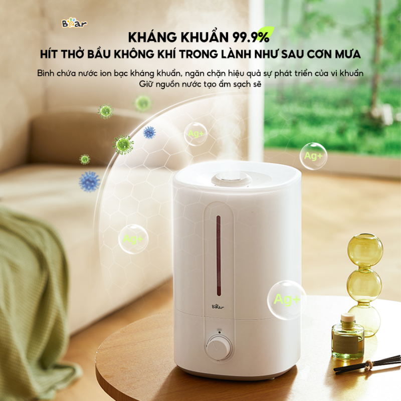 Máy tạo độ ẩm Bear 5L SB-TA50M có khả năng kháng khuẩn lên đến 99.9%
